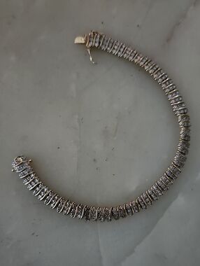 Sterling Silver Gold Vermeil Diamond Link Tennis Bracelet